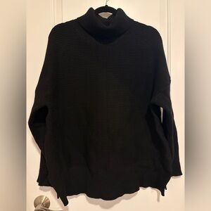 Black Ribbed Turtleneck Sweater